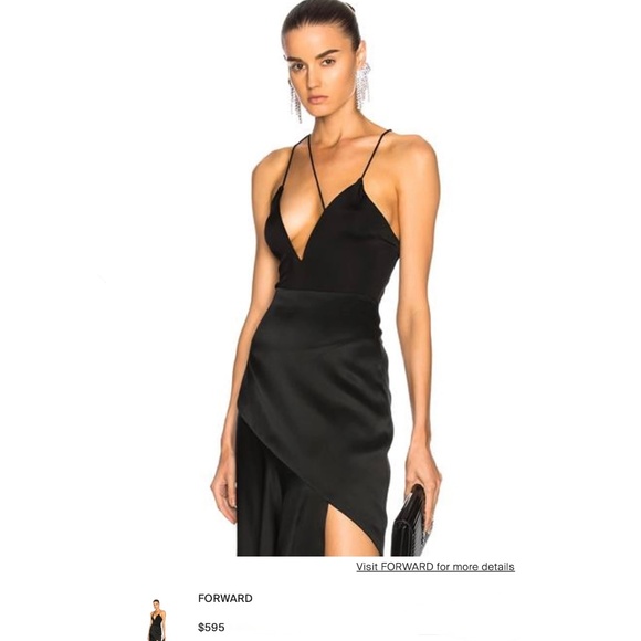 Cushnie et Ochs  Black Deep Plunging V-Neck Bodysuit With Crossover Stra… - Picture 4 of 14